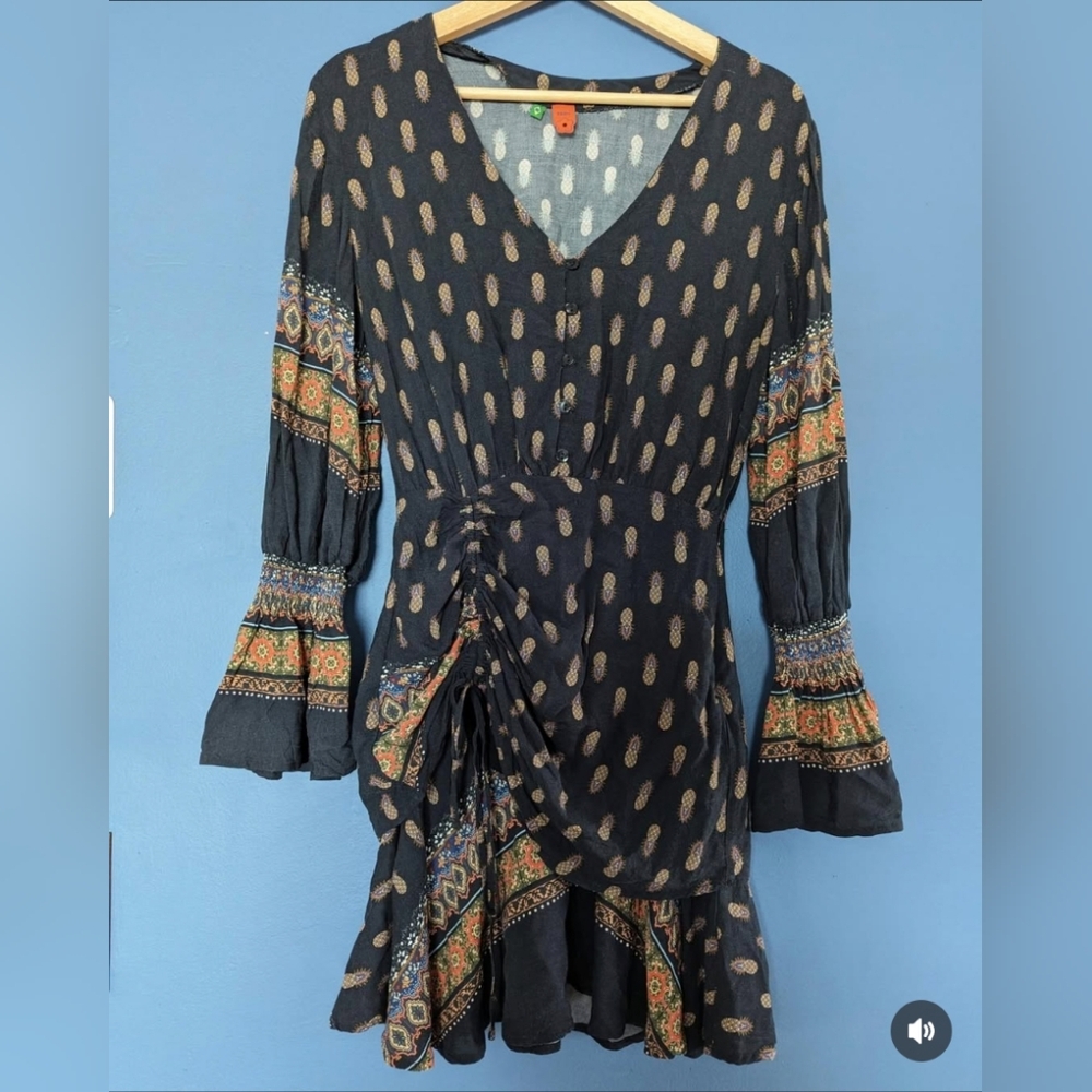 FARM RIO Anthropologie Black Bohemian Dress